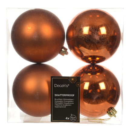 Kerstballen kunststof - box 4 stuks - warm cider