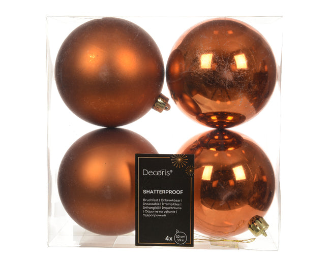 Kerstballen kunststof - box 4 stuks - warm cider