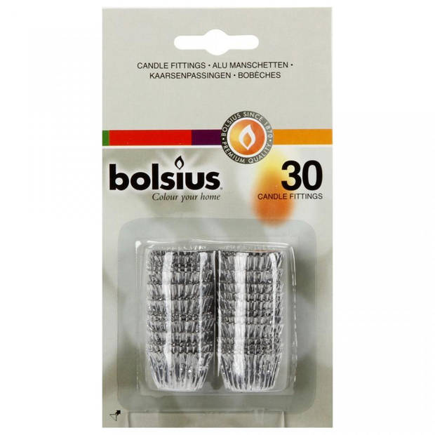 Bolsius Kaarsenpassingen aluminium - 30 stuks - zilver