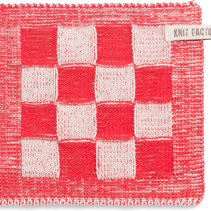 Knit Factory Pannenlap Block Ecru/Rood