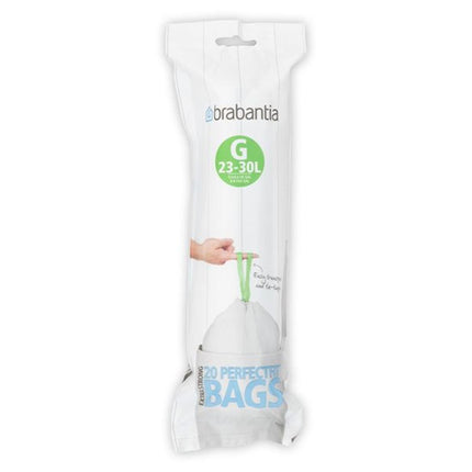 Brabantia PerfectFit Afvalzakken - 23-30 Liter - Code G - 20 stuks - wit