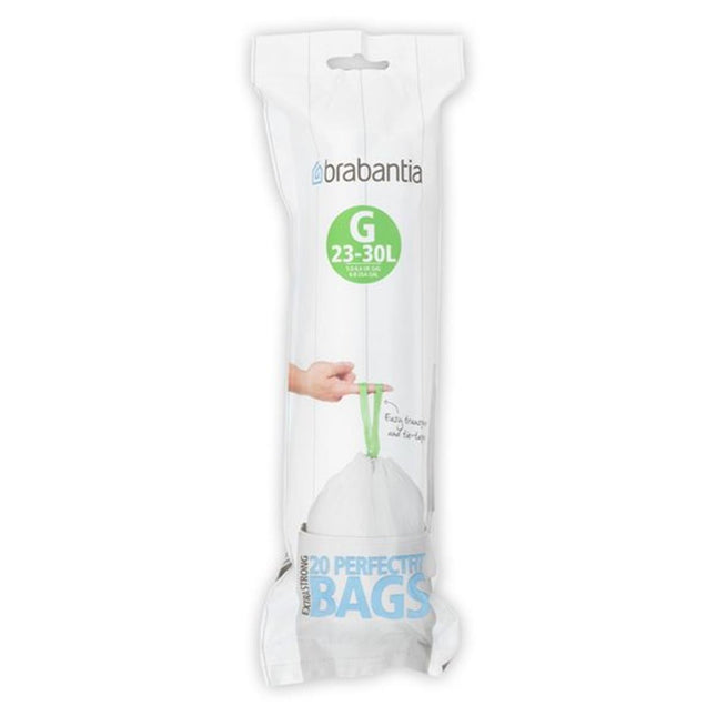 Brabantia PerfectFit Afvalzakken - 23-30 Liter - Code G - 20 stuks - wit
