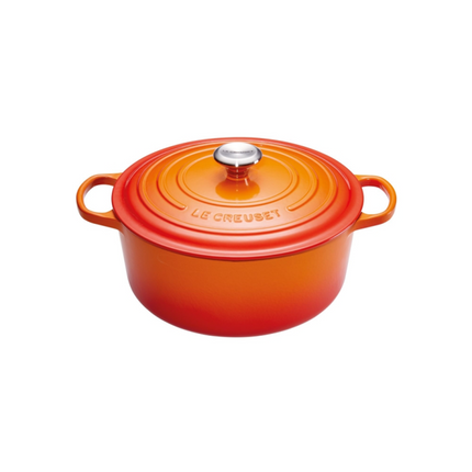 Le Creuset Signature ronde braad-/stoofpan 24 cm - oranje-rood