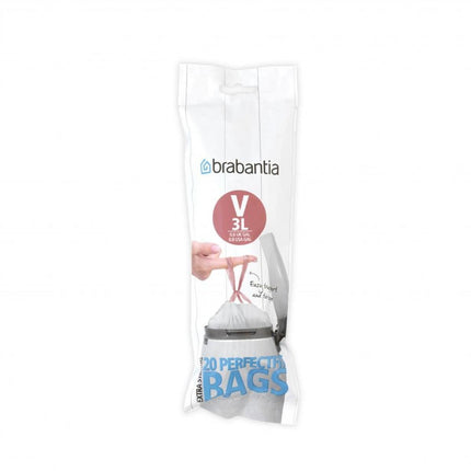 Brabantia PerfectFit Afvalzakken - 3 liter - Code V - 20 stuks