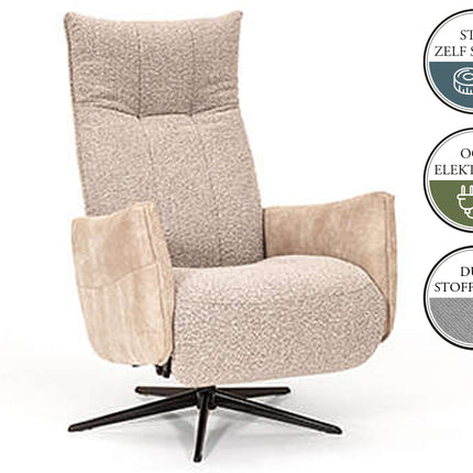 HK Fauteuil LYNN 3 manueel poot Polaris Greige PBV9, showmodel
