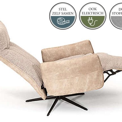 HK Fauteuil LYNN 3 manueel poot Polaris Greige PBV9, showmodel