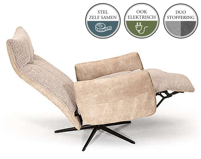HK Fauteuil LYNN 3 manueel poot Polaris Greige PBV9, showmodel