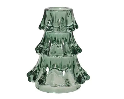 Kandelaar glas - 9 x H 11 cm - Groen