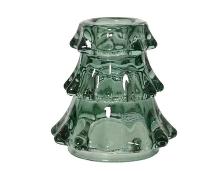 Kandelaar glas -7 x H 7,5 cm - Groen
