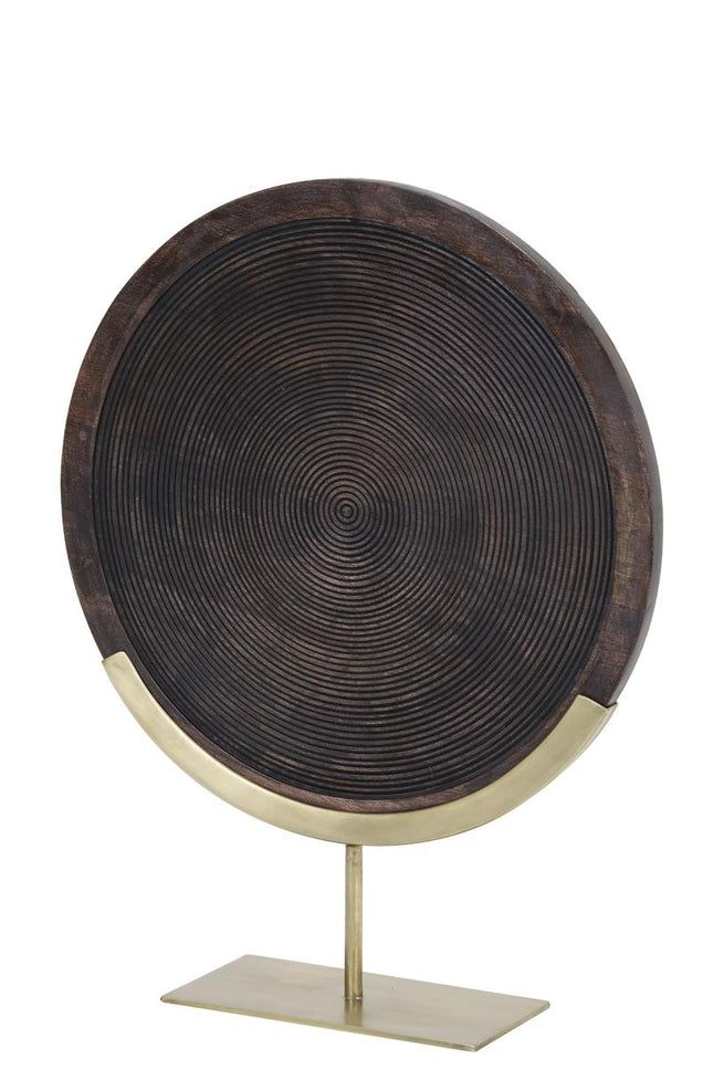 Ornament op voet 45x12x57 cm KAMUDI hout bruin-antiek brons