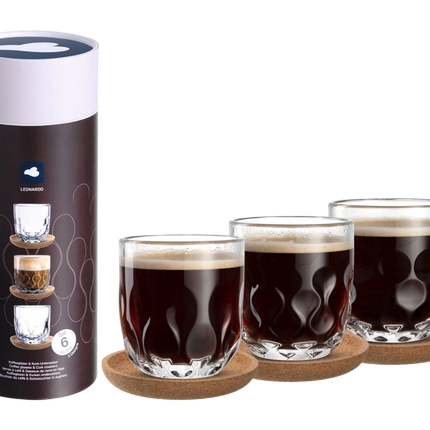 Leonardo Gocce Koffieglas met onderzetter set/3 - 220 ml