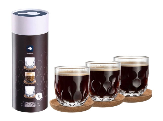 Leonardo Gocce Koffieglas met onderzetter set/3 - 220 ml