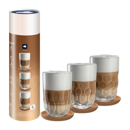 Leonardo Gocce Latte Macchiato Glas met onderzetter set/3 - 390 ml