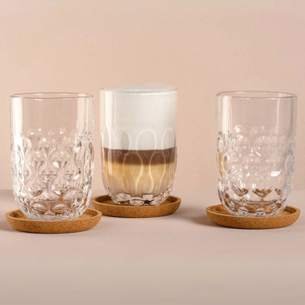 Leonardo Gocce Latte Macchiato Glas met onderzetter set/3 - 390 ml