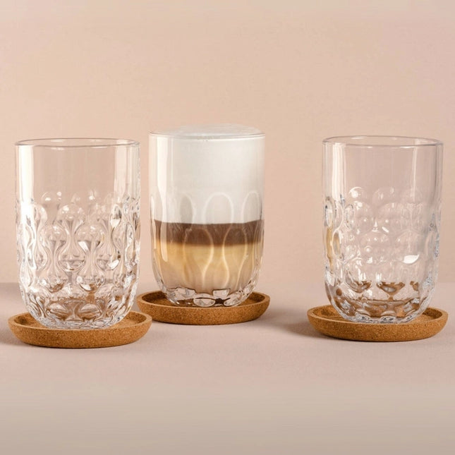 Leonardo Gocce Latte Macchiato Glas met onderzetter set/3 - 390 ml