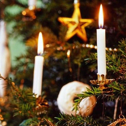 Kerstboomkaarsjes 12 cm lang x 1,2 cm dik - 20 stuks - wit