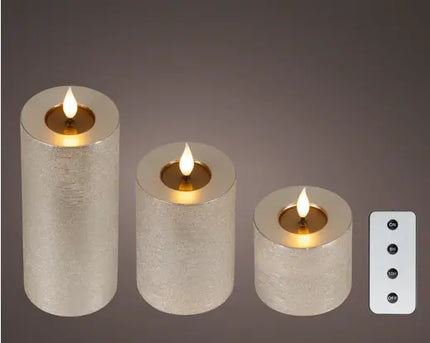 LED box 3 stuks Real Kaars voor binnen met afstandsbediening - Lichtgrijs