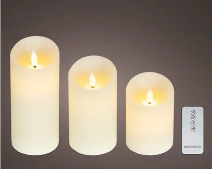LED real waving kaars met afstandsbediening, 3 stuks, voor binnen - Creme