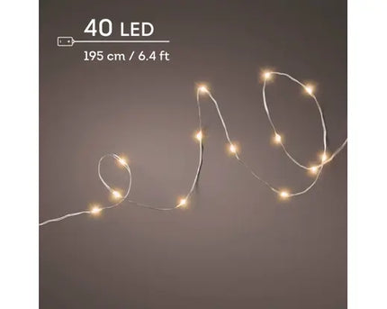 Micro LED Stringlights voor binnen - 195cm - 40 lamps - klassiek warm