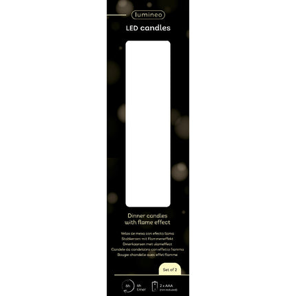 Lumineo LED dinerkaars wax set/2 Ø2,2 x 16 cm - lichtbruin
