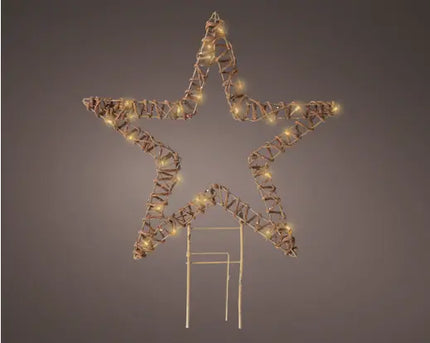 LED Steker Ster voor binnen en buiten - 48xH54cm - 25 Lamps - Bruin/soft gold