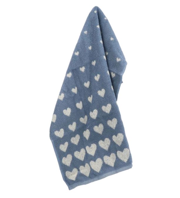 Bunzlau Castle Kitchen Towel Hearts Grey/Blue