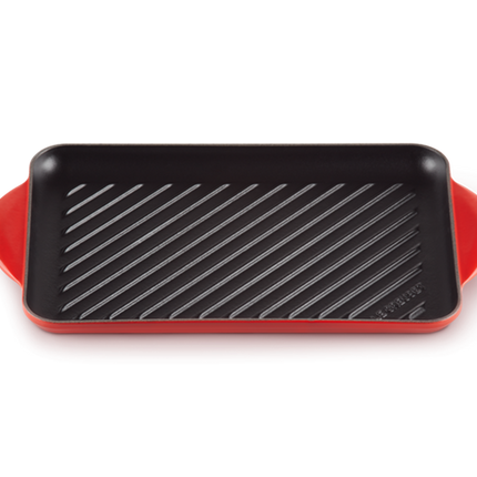 Le Creuset grillplaat rechthoekig gietijzer - 32 cm - kersenrood
