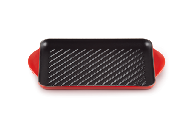 Le Creuset grillplaat rechthoekig gietijzer - 32 cm - kersenrood