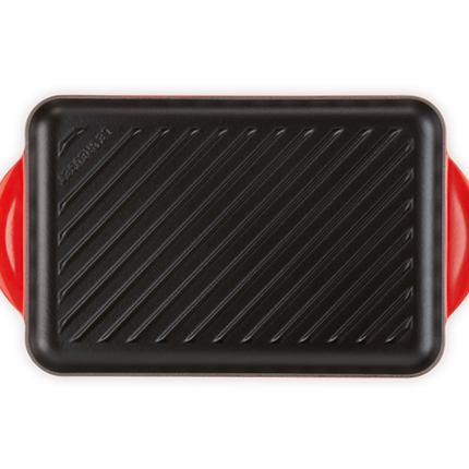 Le Creuset grillplaat rechthoekig gietijzer - 32 cm - kersenrood