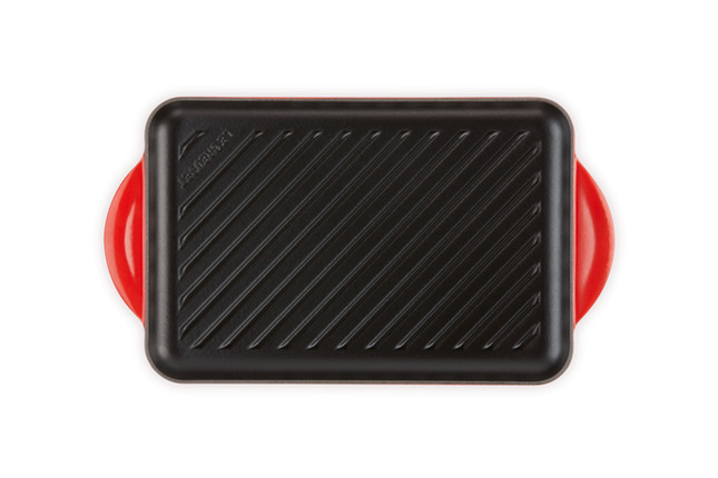 Le Creuset grillplaat rechthoekig gietijzer - 32 cm - kersenrood