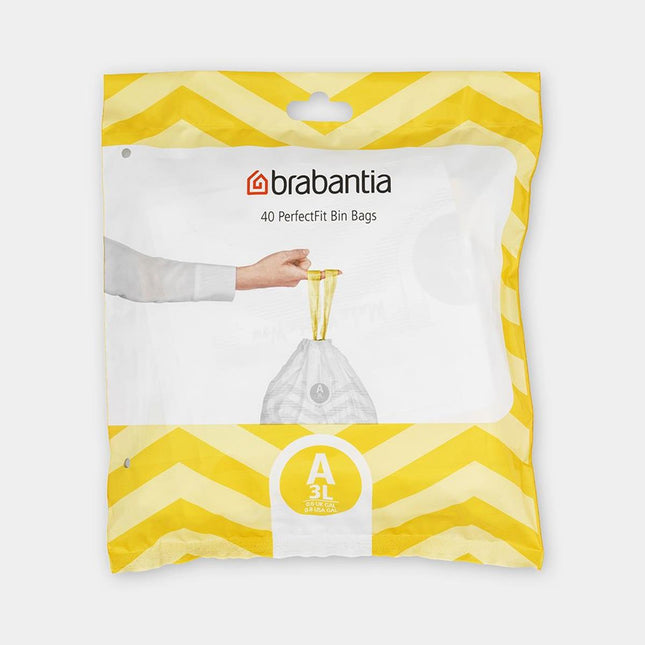 Brabantia PerfectFit Afvalzak - Code A 3 Liter - 40 stuks
