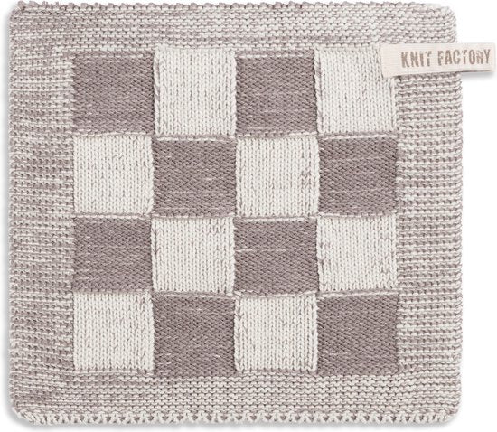 Knit Factory Pannenlap Block Ecru/Taupe