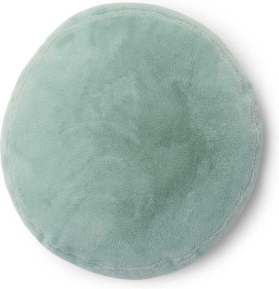 Mads furry kussentje rond, zeegroen
