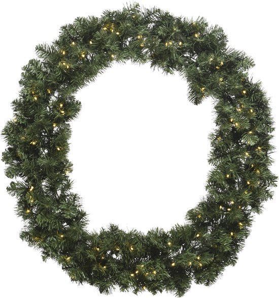 Imperial Krans met LED verlichting - 60x16cm - groen+warm wit