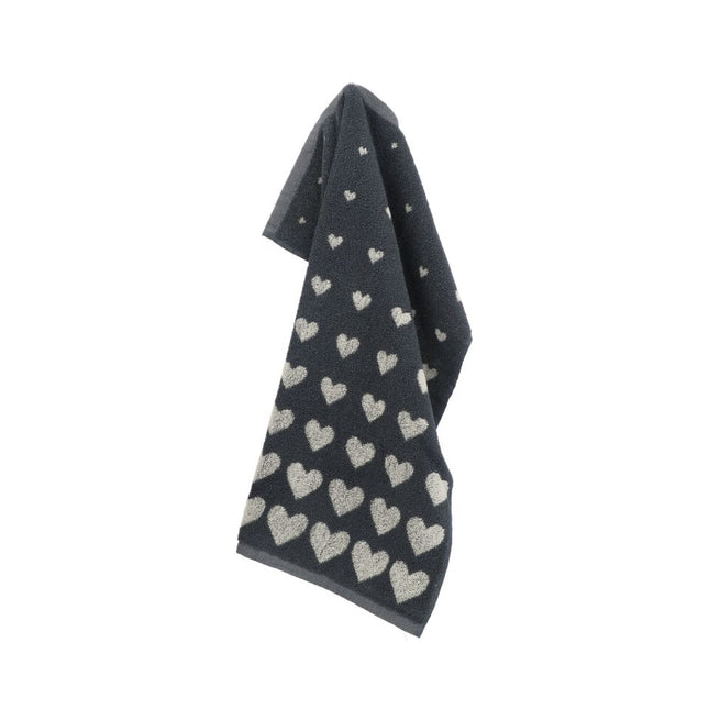 Bunzlau Castle Tea Towel Hearts - Anthracite