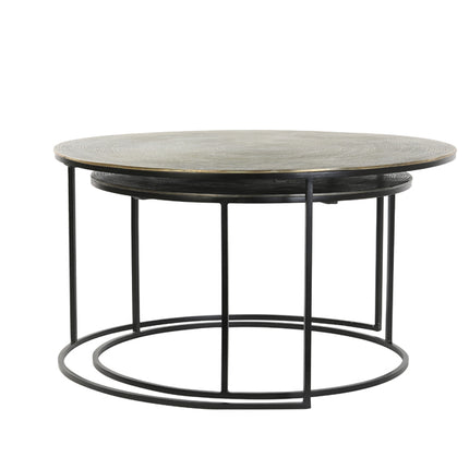 Salontafel S/2 Ø61x37+Ø76x41 cm PRIMO zwart-brons+mat zwart