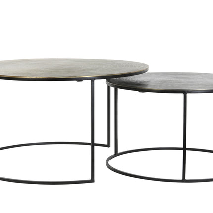 Salontafel S/2 Ø61x37+Ø76x41 cm PRIMO zwart-brons+mat zwart