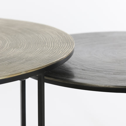 Salontafel S/2 Ø61x37+Ø76x41 cm PRIMO zwart-brons+mat zwart