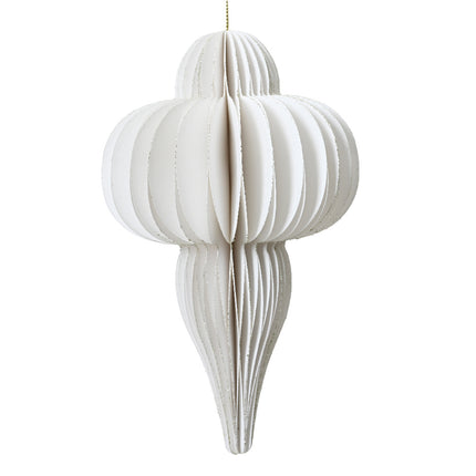 Ornament - papier - wit - Ø 24 x H. 40 cm
