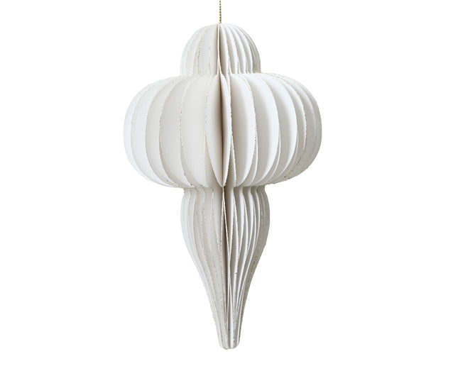 Ornament - papier - wit - Ø 24 x H. 40 cm