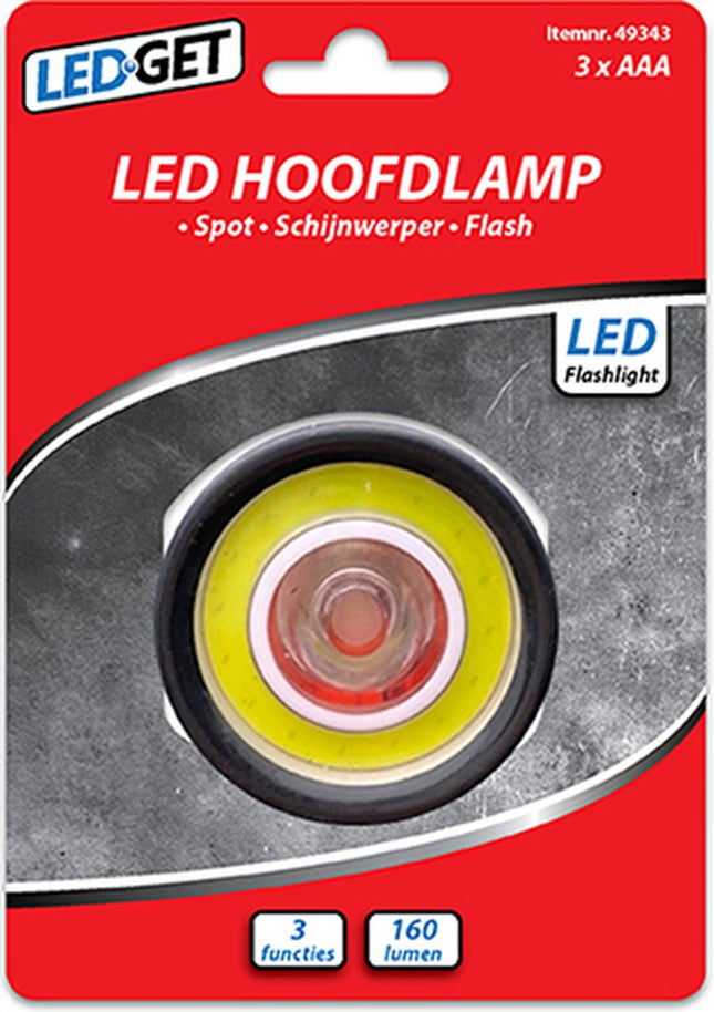 LEDGET Led Hoofdlamp 3 functies 160 lumen