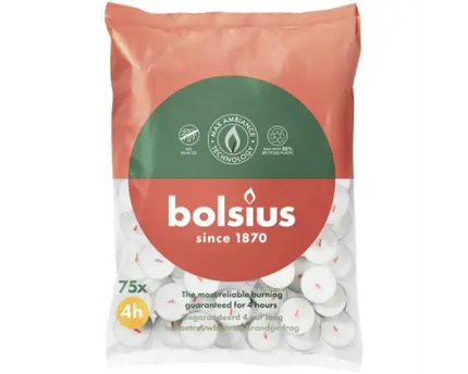 Bolsius Waxinelicht 4 uur brandtijd - zak 75 stuks - wit
