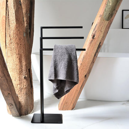 Tube handdoekrek 3 arm. kleur: zwart