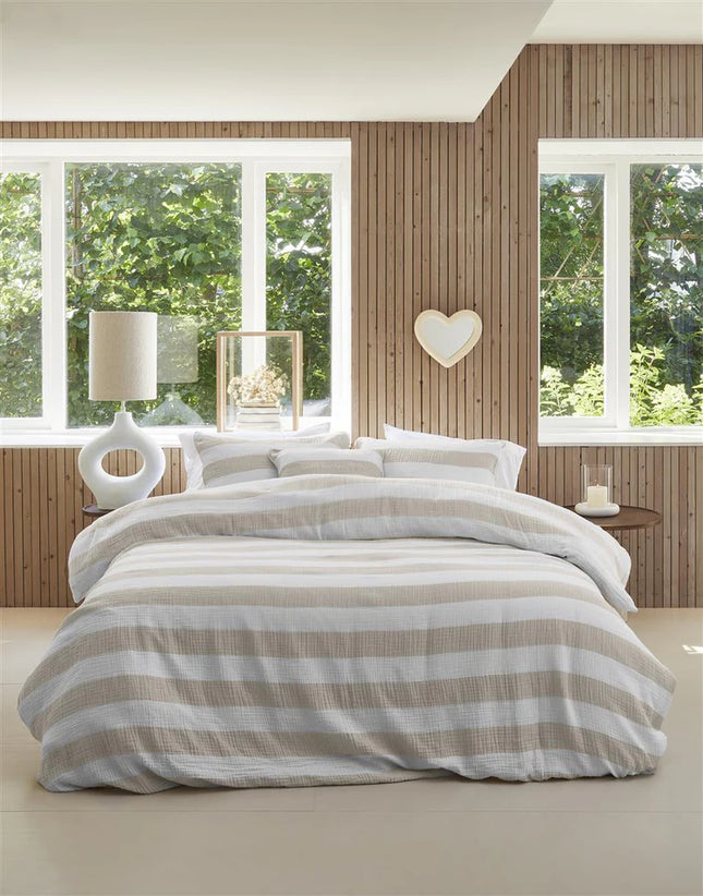 Riviera Maison Dekbedovertrek Striped Sand 240x200/220 cm, showmodel