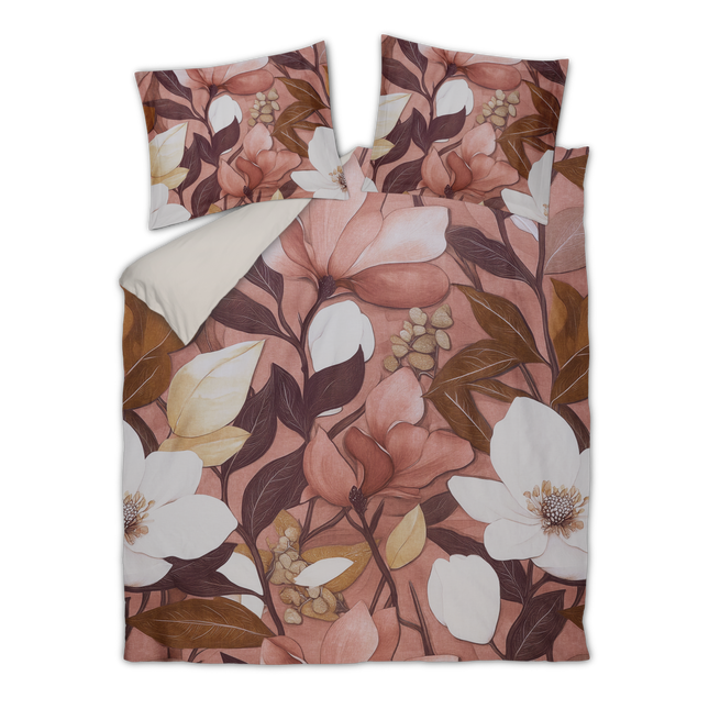 Vandyck Dekbedovertrek Floravine, 	Oud Roze/Bruin 240x200/220 cm