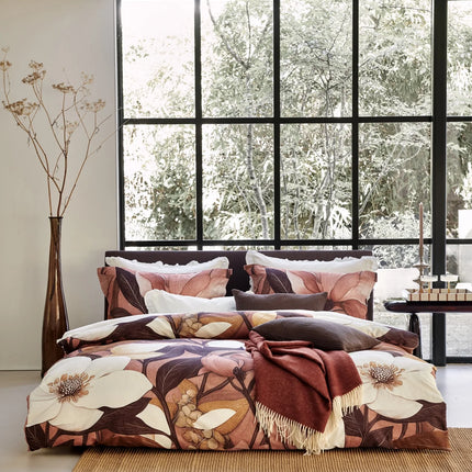 Vandyck Dekbedovertrek Floravine, Oud Roze/Bruin 140x200/220 cm