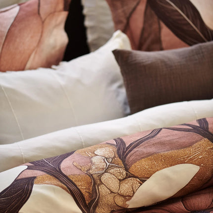 Vandyck Dekbedovertrek Floravine, Oud Roze/Bruin 140x200/220 cm
