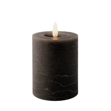 Lumineo LED kaars wax - 7x11,2cm - grijs