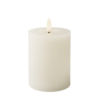 Lumineo LED kaars wax - 7x11,2cm - wit