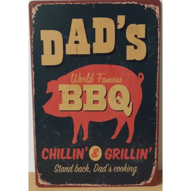 BBQ Wandbord Dad's BBQ chillin en grillin 30x20cm